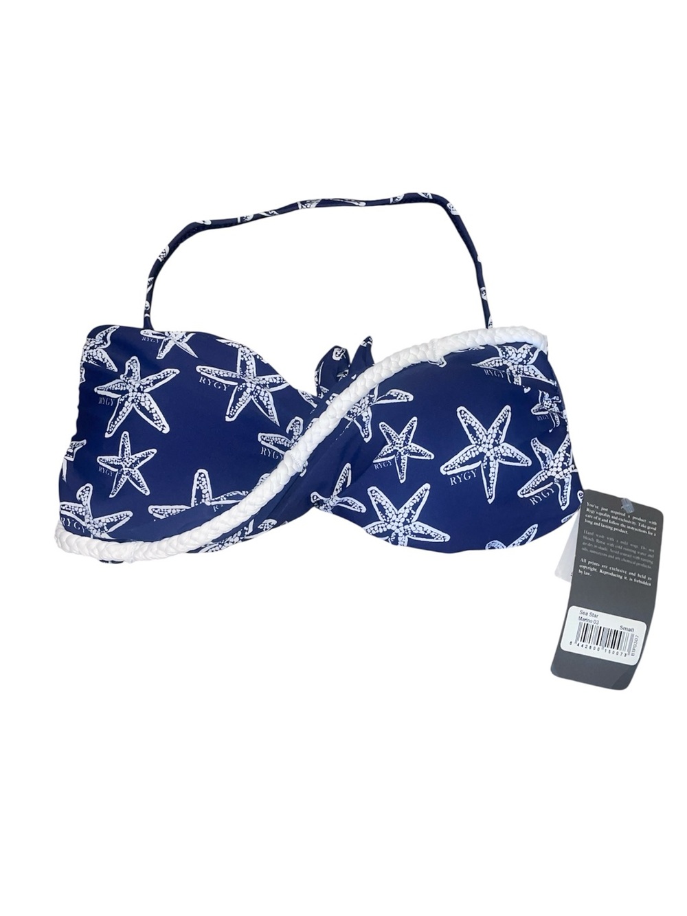 NWT RYGY navy starfish bikini top